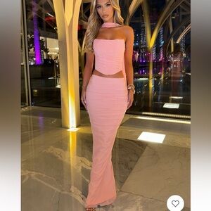 Elegant Pink Women's Skirt Set